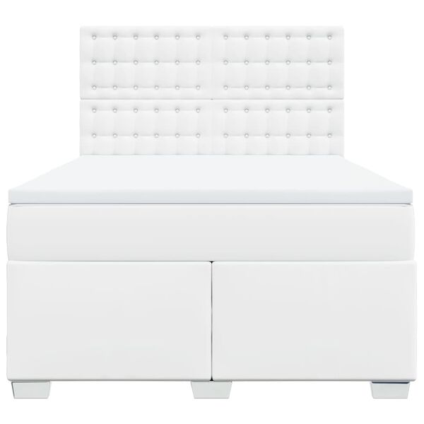 vidaXL atsperu gulta ar matraci, balta, 160x200 cm, mākslīgā āda