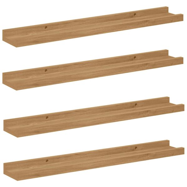 vidaXL Sienas plaukts 4 pcs Brūna 60 x 9 x 3 cm Inženierijas koks