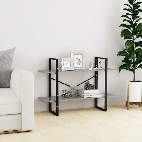 vidaXL 2-līmeņu grāmatu plaukts, pelēks, 100x30x70cm inženierijas koks