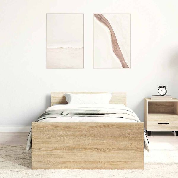 vidaXL gulta bez matrača, ozolkoka, 90x190 cm, inženierijas koks