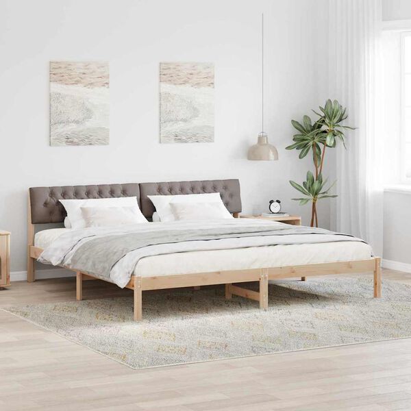 vidaXL Gultas rāmis Braun un taupe 200 x 200 cm Priedes masīvkoks