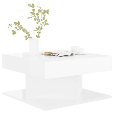 vidaXL kafijas galdiņš, spīdīgi balts, 57x57x30 cm, skaidu plāksne