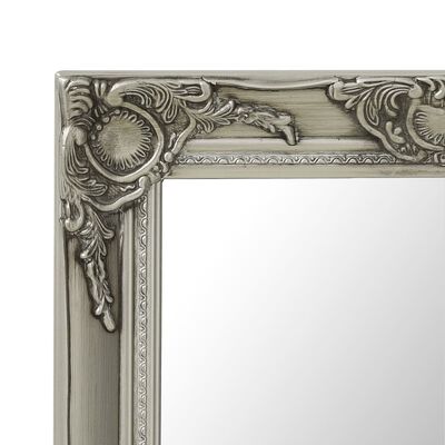 vidaXL baroka stila sienas spogulis, 60x60 cm, sudraba krāsā
