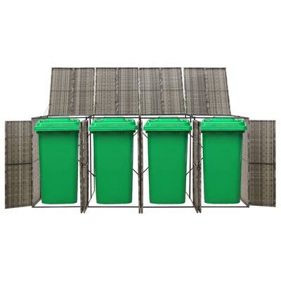 vidaXL četrdaļīga nojume atkritumu konteineram, pelēka, 274x80x117 cm