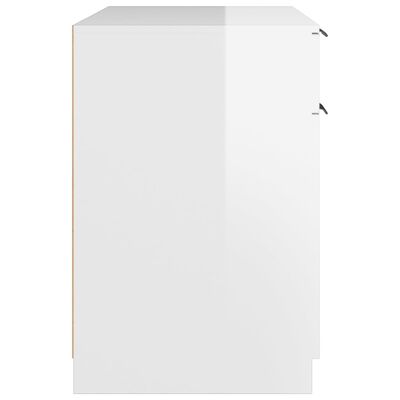 vidaXL rakstāmgalds, spīdīgi balts, 100x50x75 cm, inženierijas koks