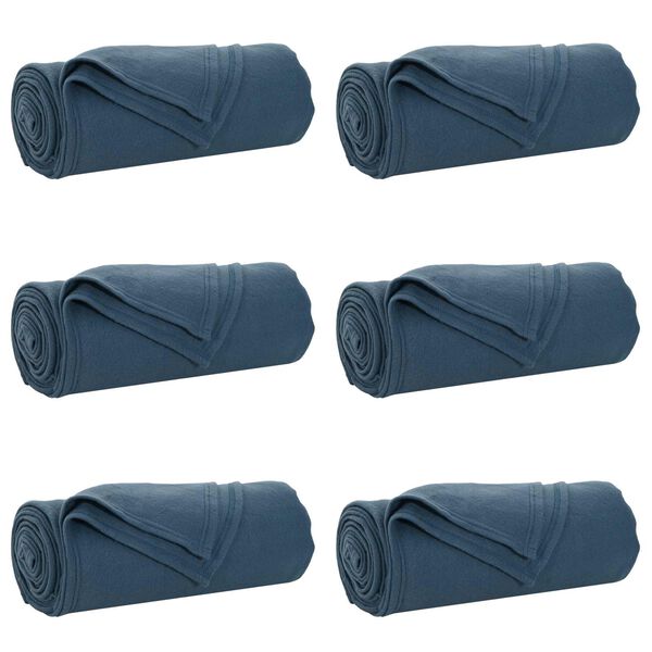vidaXL Pledu segas 6 pcs Tums zils 270 x 240 cm Flīss