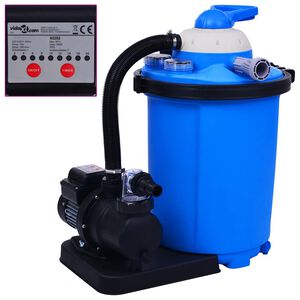 vidaXL baseina sūknis ar smil&scaron;u filtru un taimeri, 550 W, 50 L