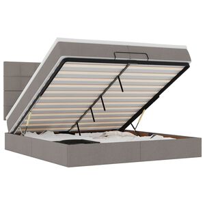 vidaXL Osmaņu gultas rāmis ar matračiem pelēkbrūns 200x200cm audums