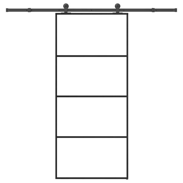 vidaXL bīdāmās durvis ar stiprinājumiem, stikls, alumīnijs, 90x205 cm