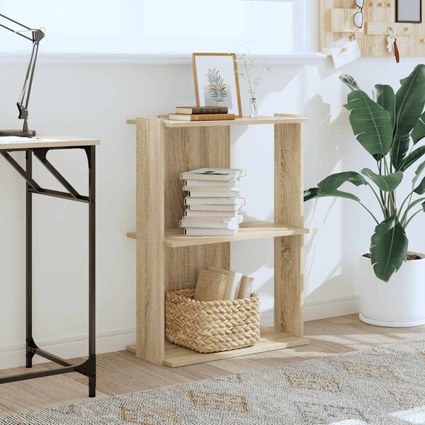 vidaXL grāmatu plaukts, 3 līmeņi, ozola krāsa, 60x30x80 cm, koks