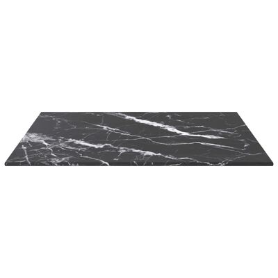 vidaXL galda virsma, melna, 50x50 cm, 6 mm, stikls ar marmora dizainu