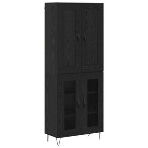 vidaXL Augstais skapītis Melns ozolkoks 69,5 x 34 x 180 cm