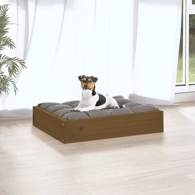 vidaXL suņu gulta, medus brūna, 51,5x44x9 cm, priedes masīvkoks