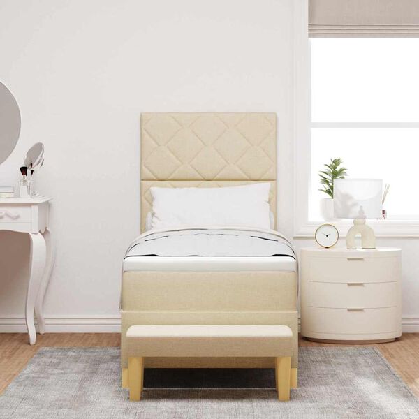 vidaXL Kastītes atsperu gulta ar matraci Krēmkrāsa 80 x 200 cm audums