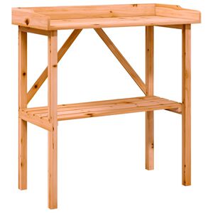 vidaXL stādī&scaron;anas galds ar plauktu, brūna, 78x38x82,5 cm, egles koks