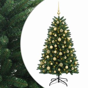vidaXL Mākslīgā Ziemassvētku eglīte, vidēji zaļa, ar bumbiņu 150 cm