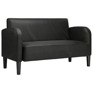 vidaXL divvietīgs dīvāns, melns, 110 cm, mākslīgā āda