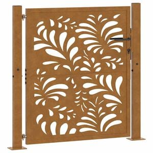 vidaXL dārza vārti, 100x100 cm, atmosfēras izturīgs tērauds, viļņveida dizains