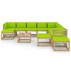 vidaXL 12-daļīgs dārza mēbeļu komplekts ar matračiem, priedes koks