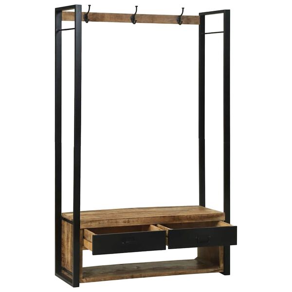 vidaXL Drēbju statīvs Brūna 110 x 40 x 185 cm Mango masīvkoks