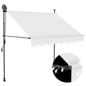 vidaXL izvelkama markīze ar LED, manuāla, 150 cm, krēmkrāsas