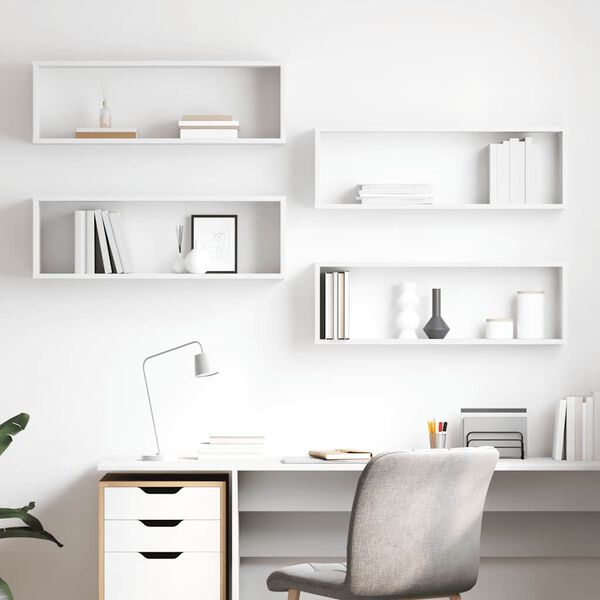 vidaXL sienas plaukti, 4 gab., balti, 80x15x26,5 cm, inženierijas koks