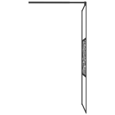 vidaXL dušas siena, 80x195 cm, ESG stikls, akmeņu dizains, melna
