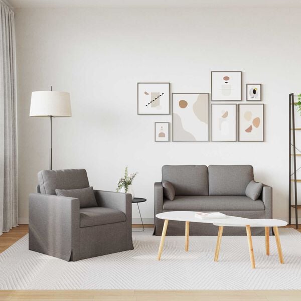 vidaXL Dīvāns 2 pcs Pelēkbrūna 139 x 78 x 80 cm audums