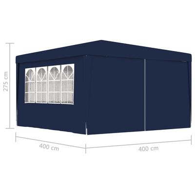 vidaXL dārza nojume ar sānu sienām, profesionāla, 4x4 m, zila, 90 g/m²