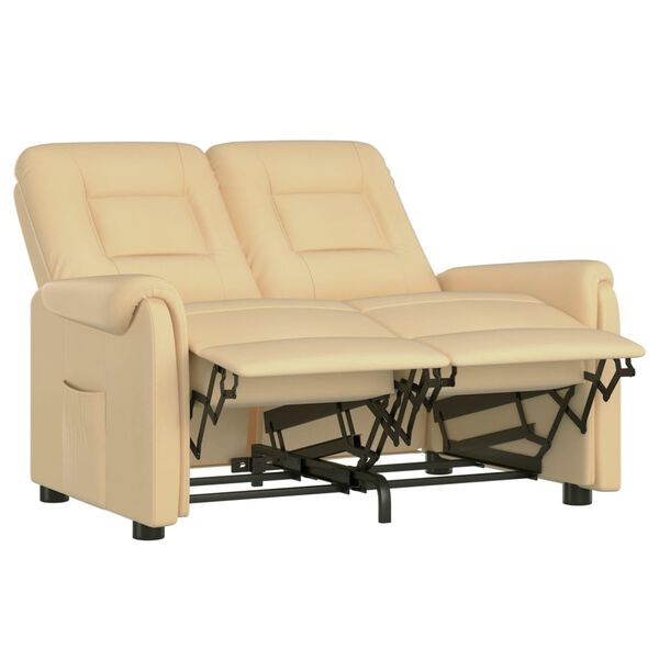 vidaXL divvietīgs masāžas krēsls, atgāžams, krēmkrāsas audums