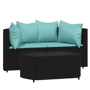 vidaXL 3-daļīgs dārza atpūtas mēbeļu komplekts, melna PE rotangpalma