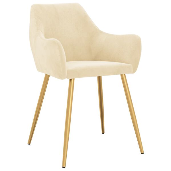 vidaXL virtuves krēsli, 2 gab., krēmkrāsas samts