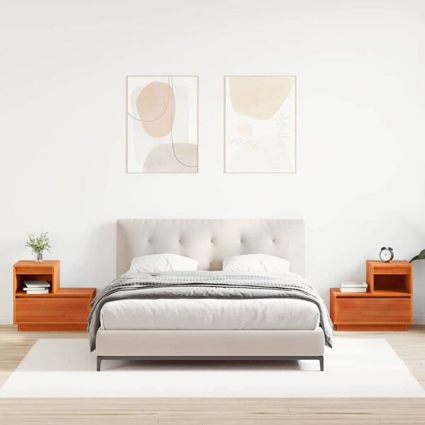 vidaXL Nakts skapītis ar atvilktni 2 pcs Vaks brūns 60 x 34 x 51 cm