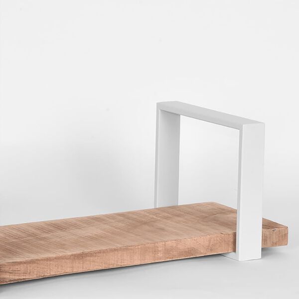 LABEL51 sienas plaukts Slam, 120x23x20 cm, XXL, koks, balts rāmis