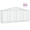 vidaXL arkveida gabiona grozi, 15 gb., 200x50x80/100cm, cinkota dzelzs