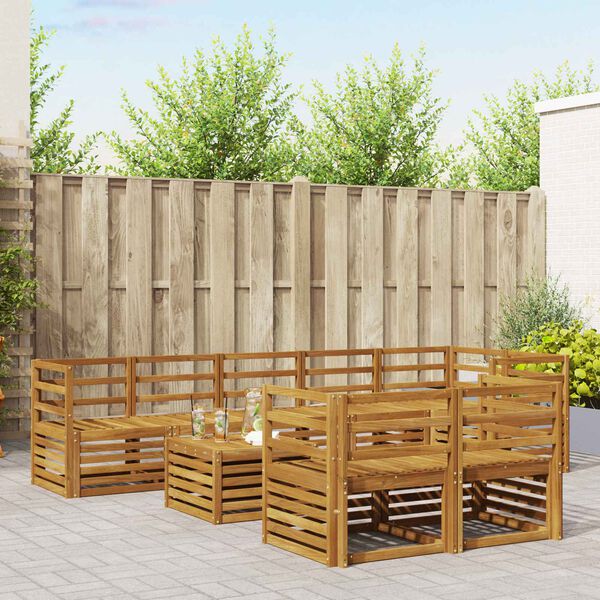 vidaXL Dīvāna komplekti 9 pcs Dabiska Cietā akācijas koks