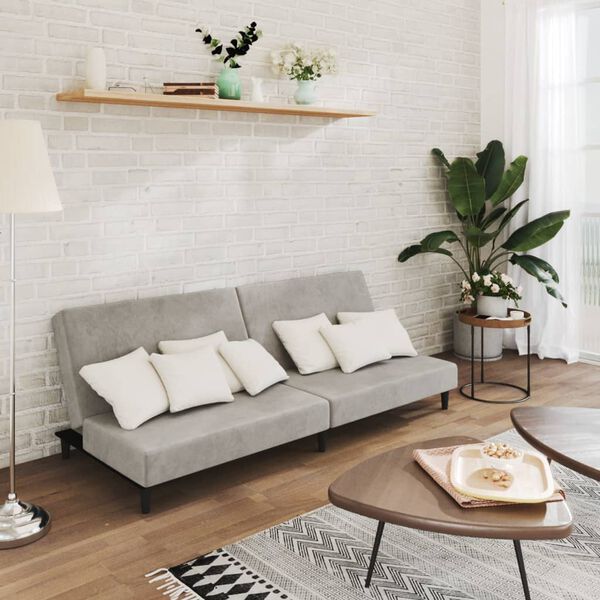 vidaXL 2-vietīga dīvāngulta, gai&scaron;i pelēks samts