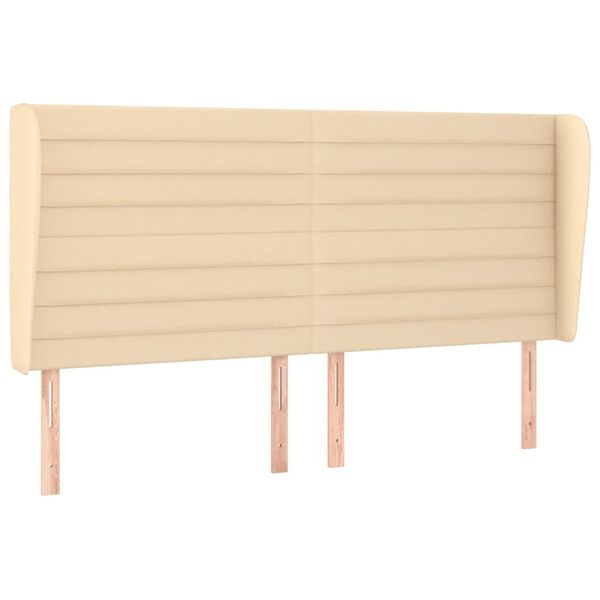 vidaXL galvgalis ar malām, 163x23x118/128 cm, krēmkrāsas audums