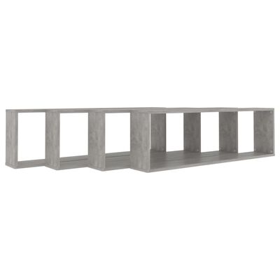 vidaXL sienas plaukti, 4 gb., betonpelēki, 100x15x30cm, skaidu plāksne