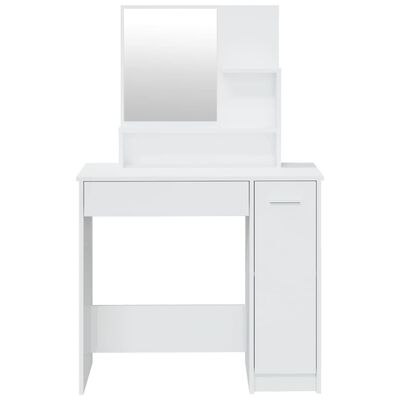 vidaXL galdiņš ar spoguli, spīdīgi balts, 86,5x35x136 cm