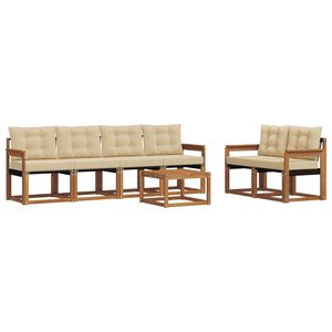 vidaXL Āra dīvānu komplekts ar spilvenu 7 pcs Dabisks un bē&scaron;s