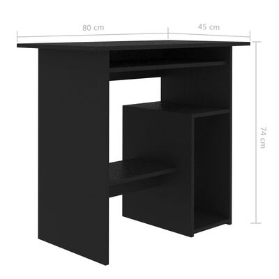 vidaXL rakstāmgalds, melns, 80x45x74 cm, skaidu plāksne