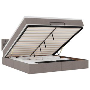 vidaXL Osmaņu gultas rāmis ar matrača pelēkbrūns 180x200cm audums