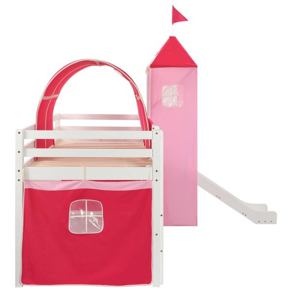 vidaXL bērnu gulta ar slidkalniņu un trepēm, priedes koks, 208x230 cm