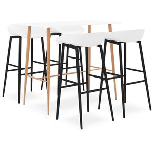 vidaXL 5-daļīgs bāra mēbeļu komplekts, balts