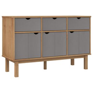 vidaXL kumode OTTA, brūna un pelēka, 114x43x73,5 cm, priedes masīvkoks