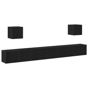 vidaXL TV skapī&scaron;u komplekts 7 pcs Melns ozolkoks 100 x 30 x 30 cm