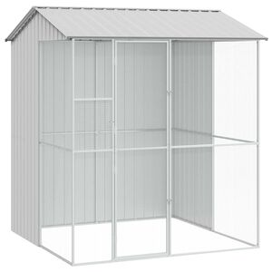 vidaXL Putnu būris Pelēka 215 x 210 x 247 cm Cinkots tērauds