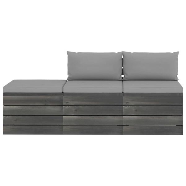 vidaXL 3-daļīgs dārza pale&scaron;u mēbeļu komplekts ar matračiem, priede