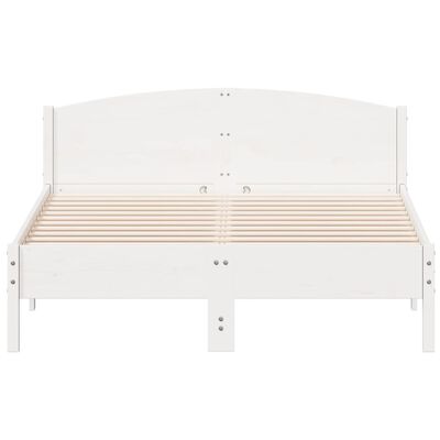 vidaXL gultas rāmis ar galvgali, balts, 160x200 cm, priedes masīvkoks